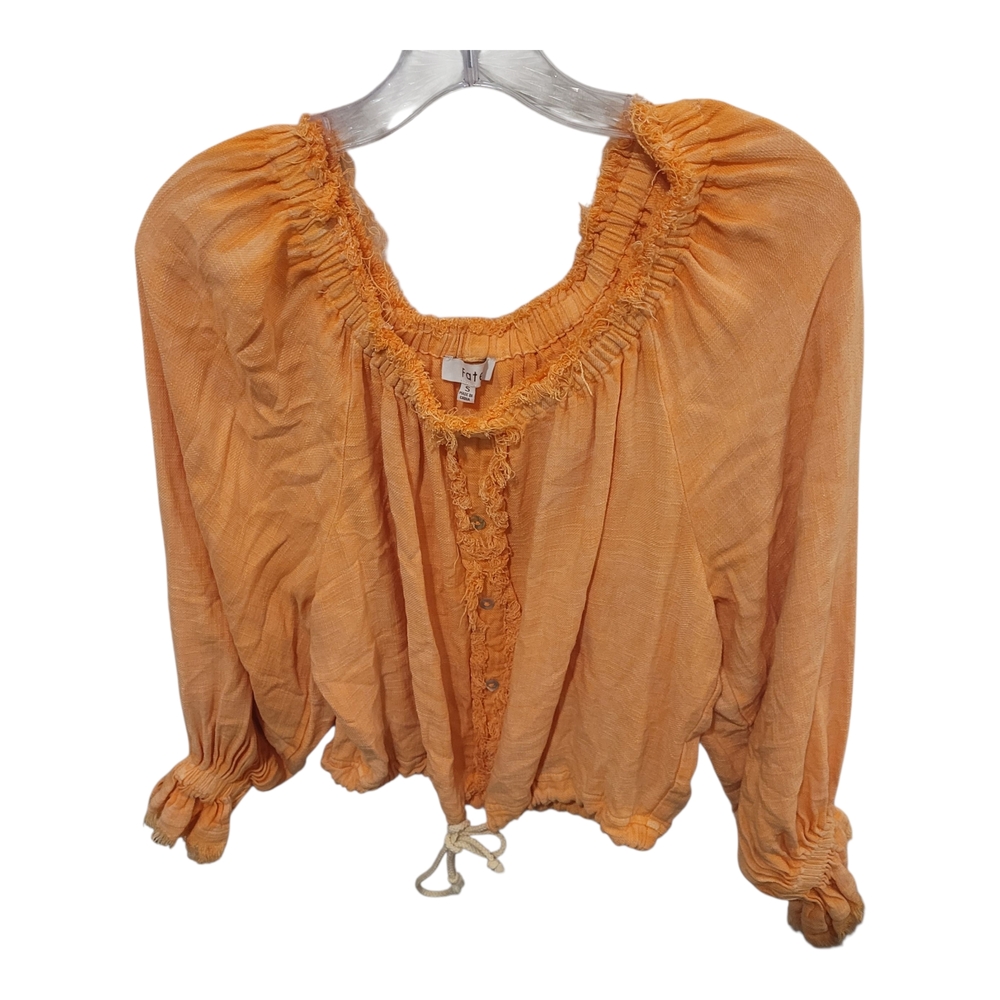 Fate Womens Cotton/Linen Blouson Fringe Top Boho Beachy‎